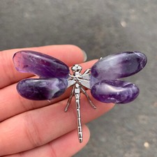 Natural Dream Amethyst Dragonfly Reiki Crystal Skull Decor gift 1PC