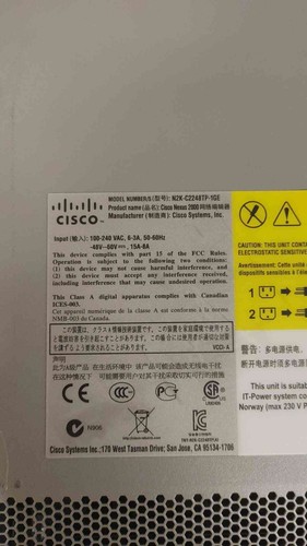 Cisco Systems Nexus Fabric Extender 100-240VAC 6-3A N2K-C2248TP-1GE V03(103636) - Picture 4 of 7