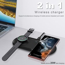 US 20W Fast 2in1 Wireless Charging Station for Samsung Watch 8/Ultra/7 S26 S25 