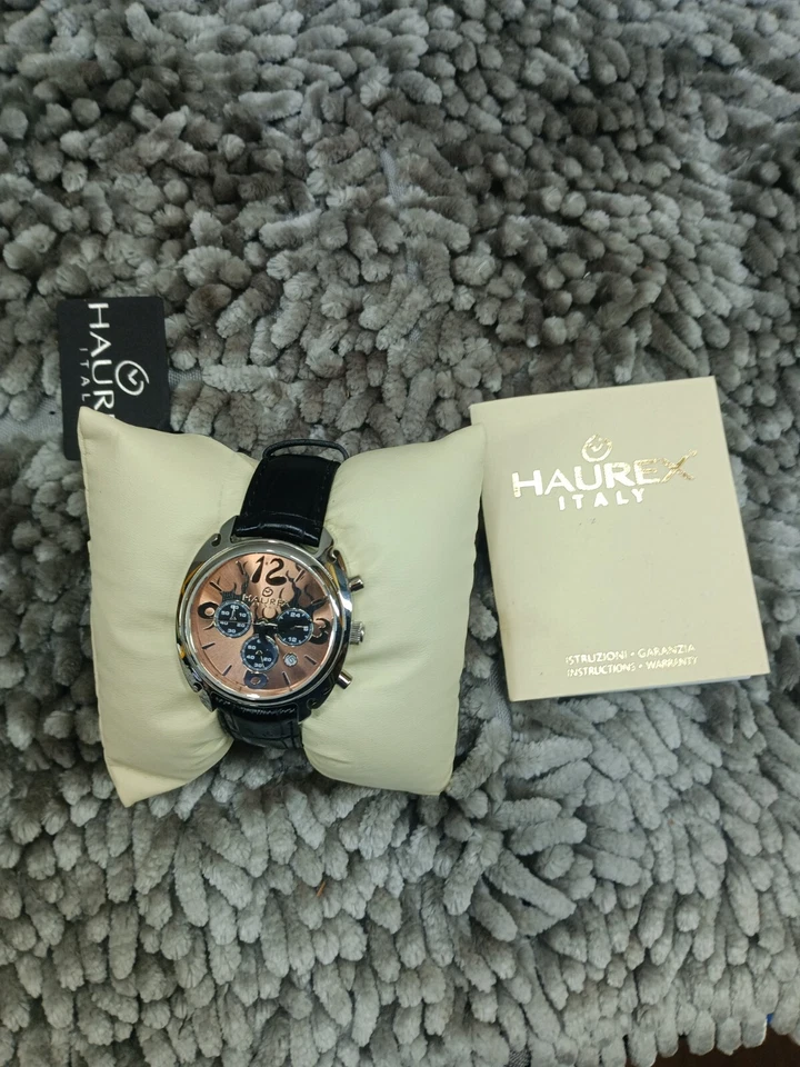 Haurex Italy Men's Flame Chronograph Watch, Black Leather Band, 42mm - Image 2 of 4