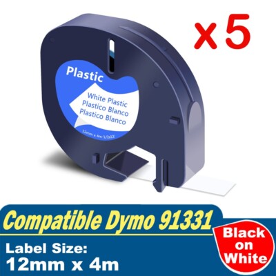 5Pcs DYMO LetraTag Band Schwarz Auf Weiß Für Dymo ... - Viceal