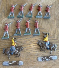 Lot Of 12- LEAD FIGURE TOYs Partially Painted Semi Flat Soldiers  Cowboys Flaw