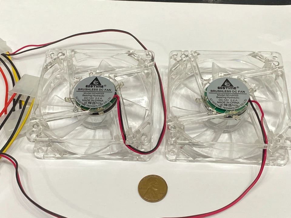 2 x 8025 LED red yellow green blue 80mm 25mm Case Cooling Fan 12VDC 12V 4pin G31 - Image 2 of 4