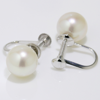 Boucles D'oreilles Puces Avec Perles Akoya Véritable En Platine - Dormeuses - Neuf Avec étiquettes