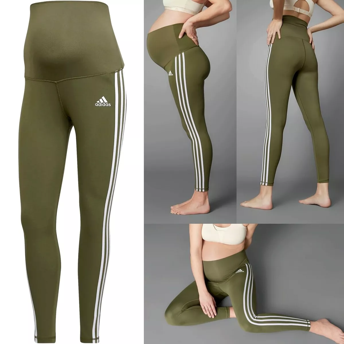 Adidas Maternity Trousers Leggings Yoga Baby Gymnastics Olive Green