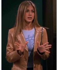 Friends Tv Series Rachel Green Jennifer Aniston Tan Brown Leather Coat For Women