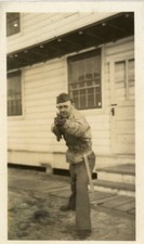 WW 2 ERA Found Photo MILITARY MAN bw SNAPSHOT 211 LA 84 T