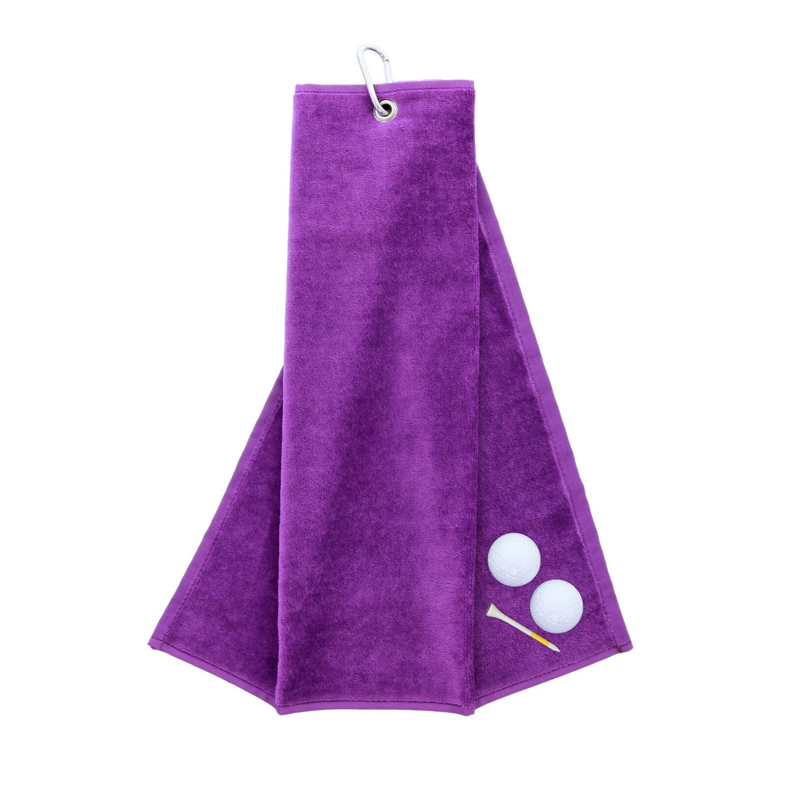 Tri Fold Velour Golf Towel With Carabiner Clip Plain Golfing Towels eBay