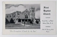 1940s Asbury Park New Jersey First Baptist Church Vintage Postcard Grand Avenue