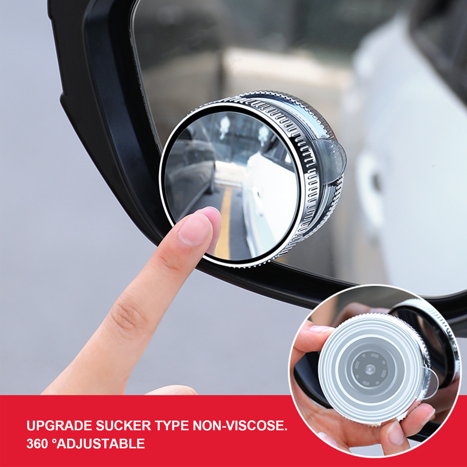2PCS 360° Convex Blind Spot Mirrors with Suction Cups for Car Rear View  