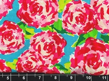 Tina Scrap 9"x21" Flower Pink Red Rose Garden Spring Easter Floral FABRIC COTTON