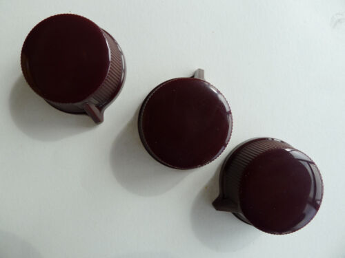 3 pcs Brown Vintage Pointer Control Knob 1/4" Shaft Set Screws Dia:25mm/32mm - Picture 2 of 7
