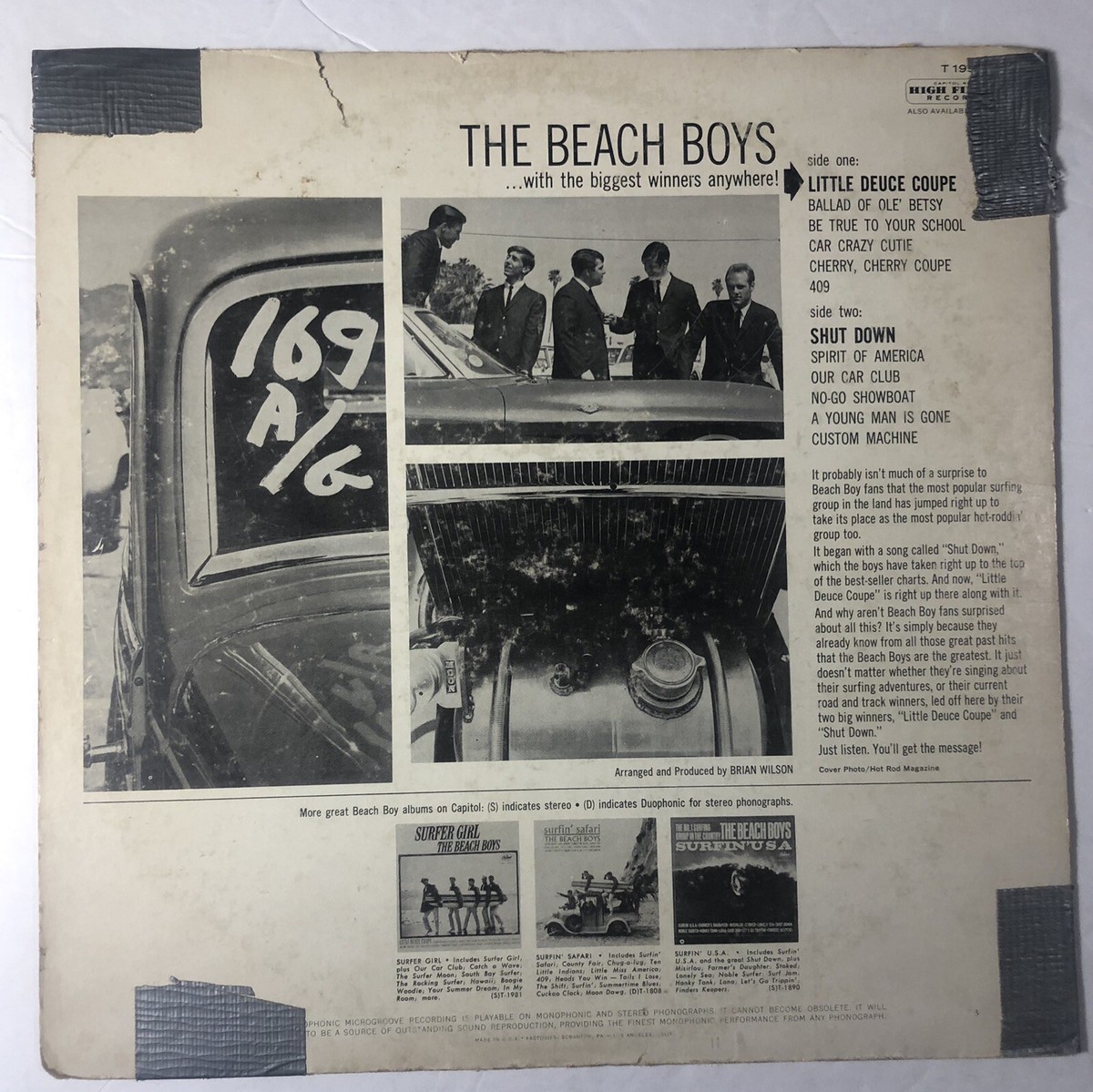BEACH BOYS Little Deuce Coupe original LP 1963 MONO T-1998 Vinyl