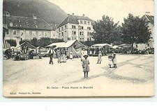 ST. IMIER - Place Neuve et March� - stamp Maison F. Desrameaux represent - 4826