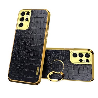 For Samsung Galaxy S26/S25/S24 Ultra Crocodile Pattern Leather Ring Stand Cover