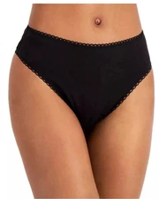 Charter Club 100% Cotton High Cut Brief Panty 3 pack Black Women Underwear XXXL