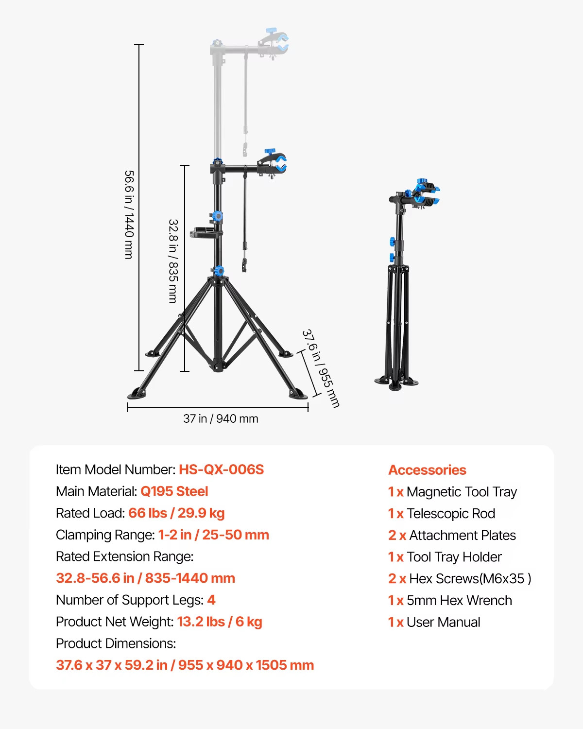 (New) Bike Repair Stand 66/85/88/110Lb Heavy-Duty Bicycle Work Stand Foldable Bicycle  (74.21 USD)