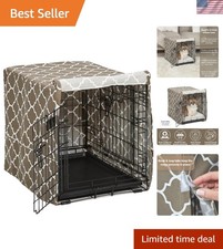 Stylish Teflon-Coated Dog Crate Cover   Fits Most 24" Crates, Brown Geometric