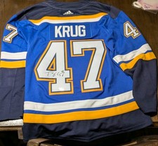 Adidas St. Louis Blues Krug #47 Signed Hockey Jersey Fanatics Authentic