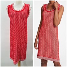 Ann Taylor Sleeveless Red Knit Fringe Sweater Dress Womens Xspetite NWT