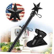 Flag Pole Holder for Outside House - Tangle Free Porch Flag Pole Kit 5ft Black