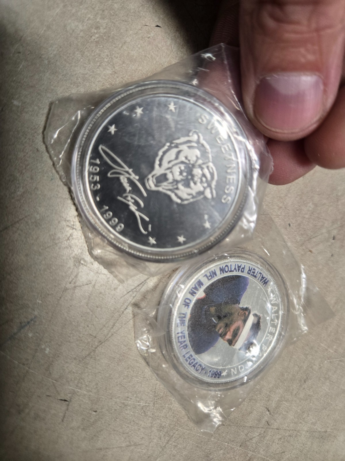 Lot of 2 Man of the year Walter Payton coins 1999