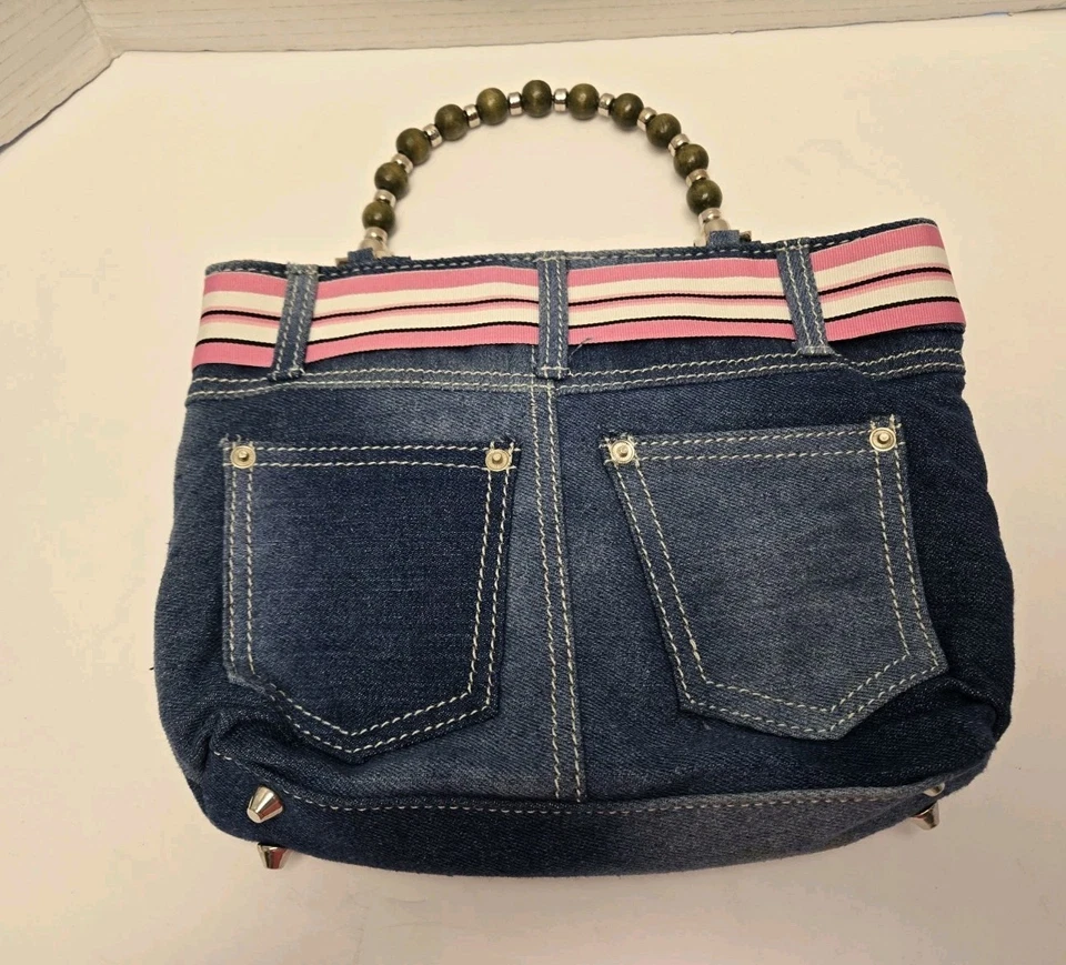 BRACIANO женщин деревянный бисером ручки джинсовой ткани джинсы 5 карман стиль маленькая сумка сумочка - Изображение 2 из 4