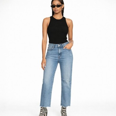 J. Crew Essential Straight Midrise Casual Ankle Raw Hem Distressed Jeans 26P
