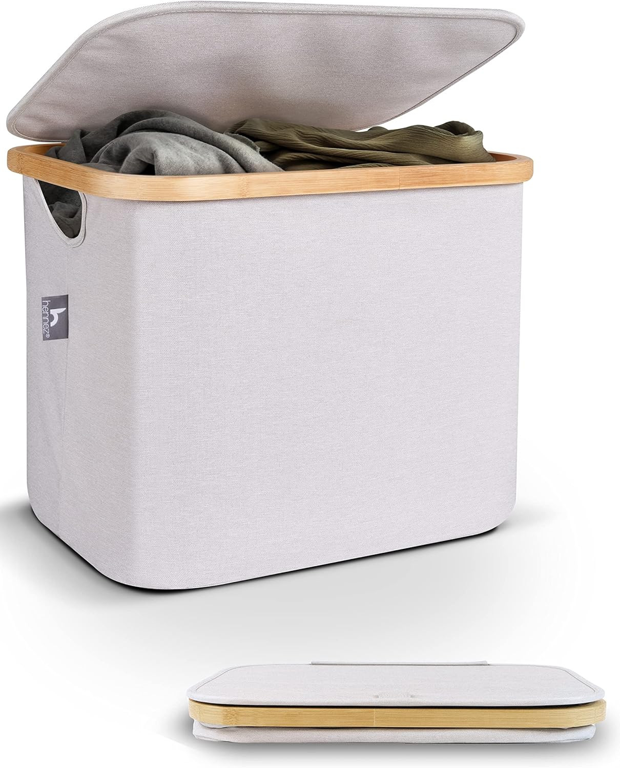 Contenitore Salvaspazio 40L Pieghevole con Coperchio Grigio Beige