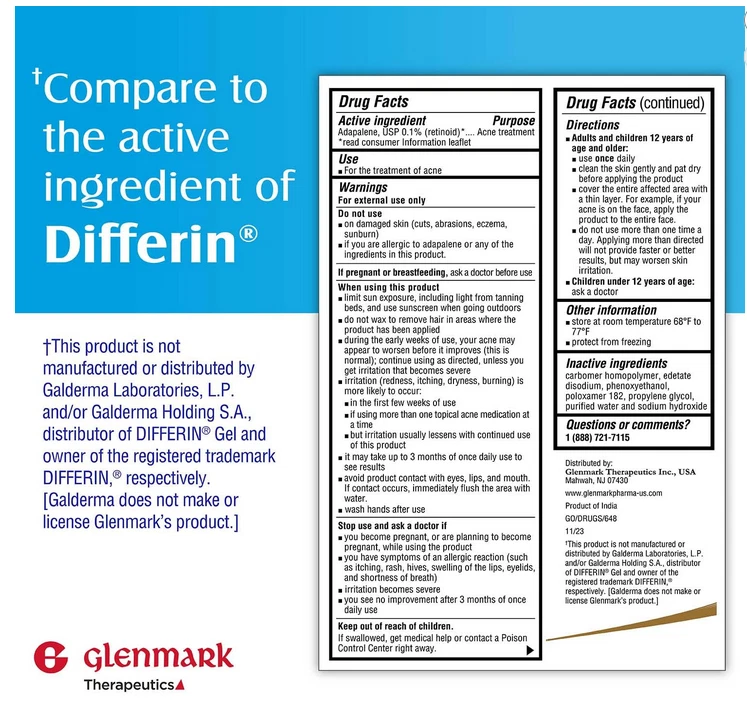 Adapalene Gel 0.1% Acne Treatment, Paraben Free Topical Retinoid Cream --FROM AU - image 3 of 4