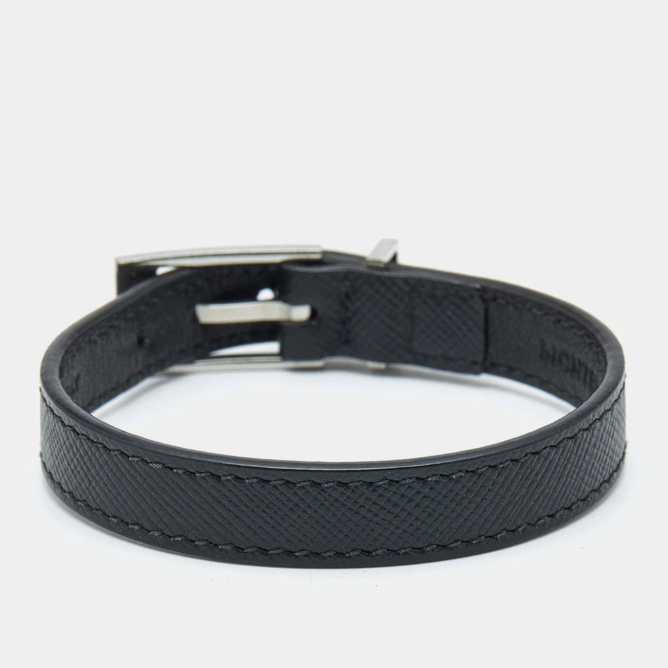 Браслет серебристый Montblanc черная кожа - Изображение 3 из 4
