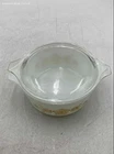 Vintage Pyrex White Gold Butterfly Round Shape Casserole Dish With Lid