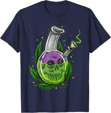 Stoner Gift Smoking Weed Leaf  Skull Marijuana T-Shirt