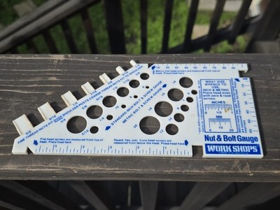 Vintage Work Shops Nut & Bolt Gauge in Inches & Metric