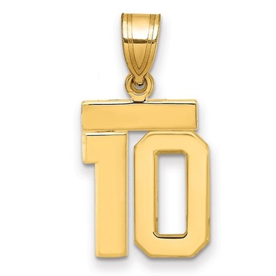 14k Yellow Gold Small Polished Number 10 Charm Necklace Womens