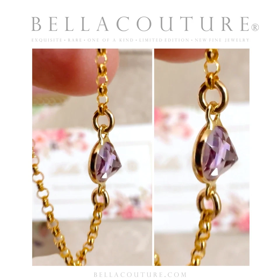 NUEVO BC® ORO 18K AMATISTA PULSERA 5MM 1 CT ART DECO COLGANTE 14K 7" 7.5" Foto 4 de 4