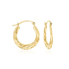 Ross-Simons 14kt Yellow Gold Small Twisted Hoop Earrings. 5/8 inches