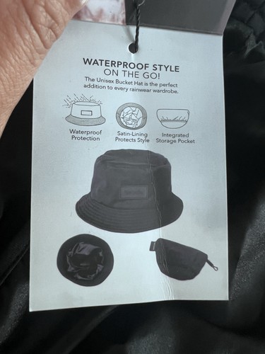 Hairbrella Classic Satin-Lined Unisex Waterproof Rain Bucket Hat - Black NWT - Picture 6 of 7