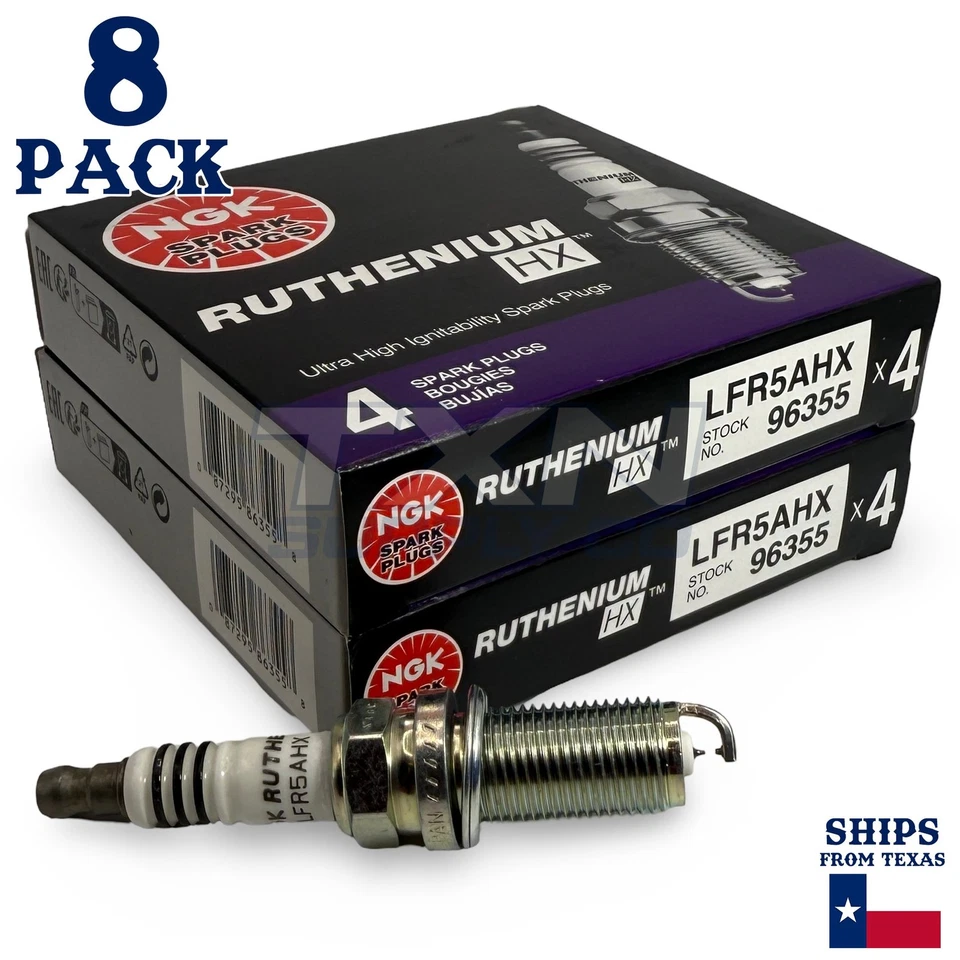 8 只装 NGK Ruthenium HX 火花塞 2003 - 2009 适用于英菲尼迪 M45 V8 4.5L — 第 2/3 张图片