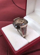 Vintage Statement 925 Sterling Silver Smoky Quartz Ring Size 11