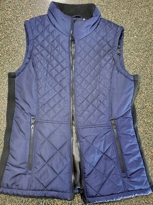 Andrew Marc Women's Comfort Stretch Blue Puffer Quilted Zip-Up Vest Size Small