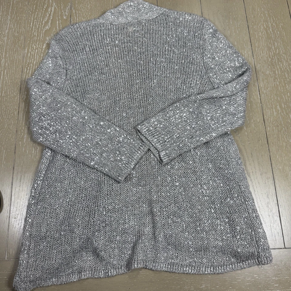 Cárdigan suéter Eileen Fisher para mujer gris mezcla de lana merino frente abierto mediano Foto 2 de 4