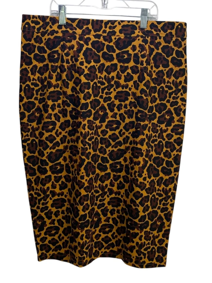 Sourpuss Festival Stretchy Mustard Leopard Pencil Straight Skirt XXL New Zip - Image 3 of 4