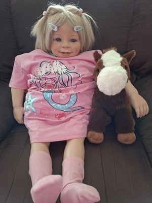 Künstlerpuppe ''Leni'' mit Pferd ''Lotte'' 75cm Puppendoktor Bastler