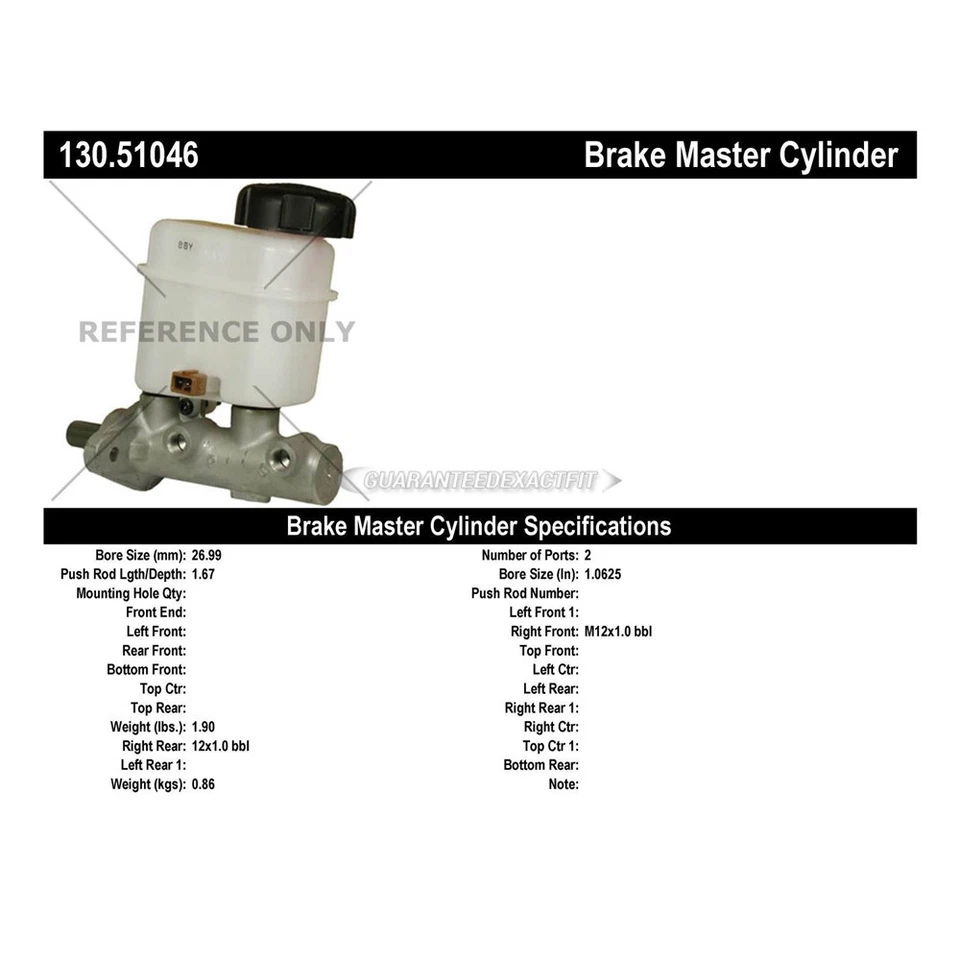 For Hyundai Santa Fe 2007 2008 2009 Centric Brake Master Cylinder GAP - Image 3 of 3
