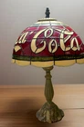 Vintage Coca Cola Tiffany Style PLASTIC Stained Glass Style Shade Lamp 15” Coke