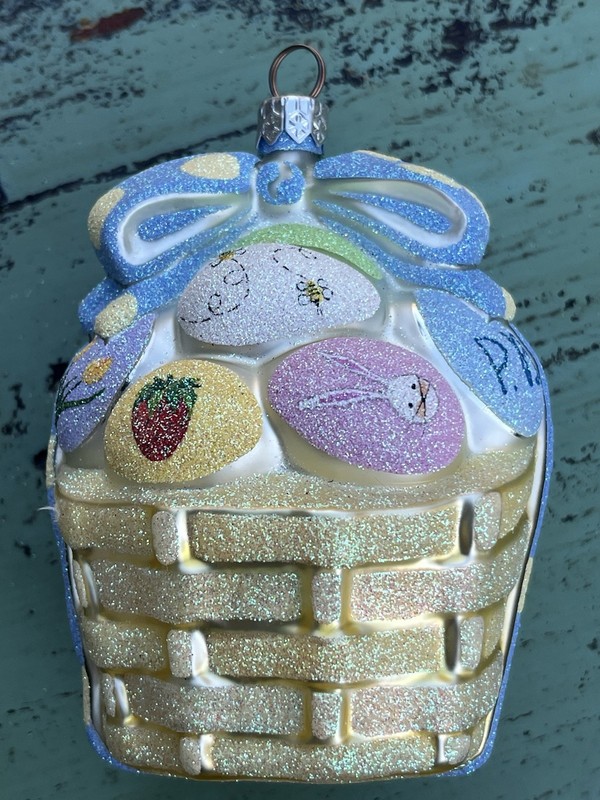 Patricia Breen Easter Ornament Basket Pearl Weave Glitter Rare Signed!!! P B