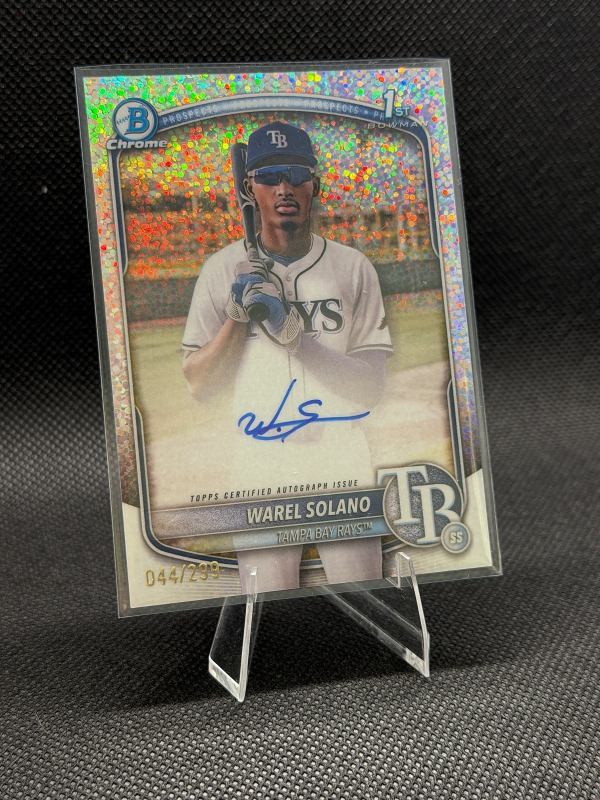 2025 Bowman Chrome Warel Solano Auto Speckle Refractor 1st Prospect /299