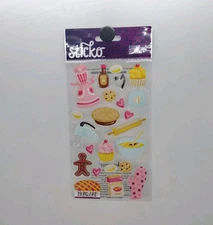 Sticko Stickers BAKING Apron, Mixer, Rolling Pin Pie Flour Cupcake 23 Pieces
