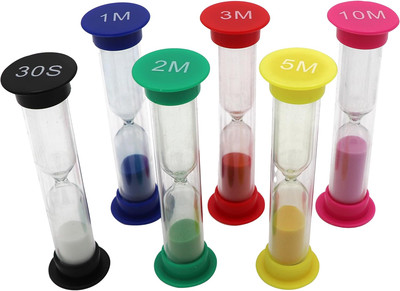 Sand Timer for Kids Set of 6 Small Colorful Pack 6 - - Multi, Mix 